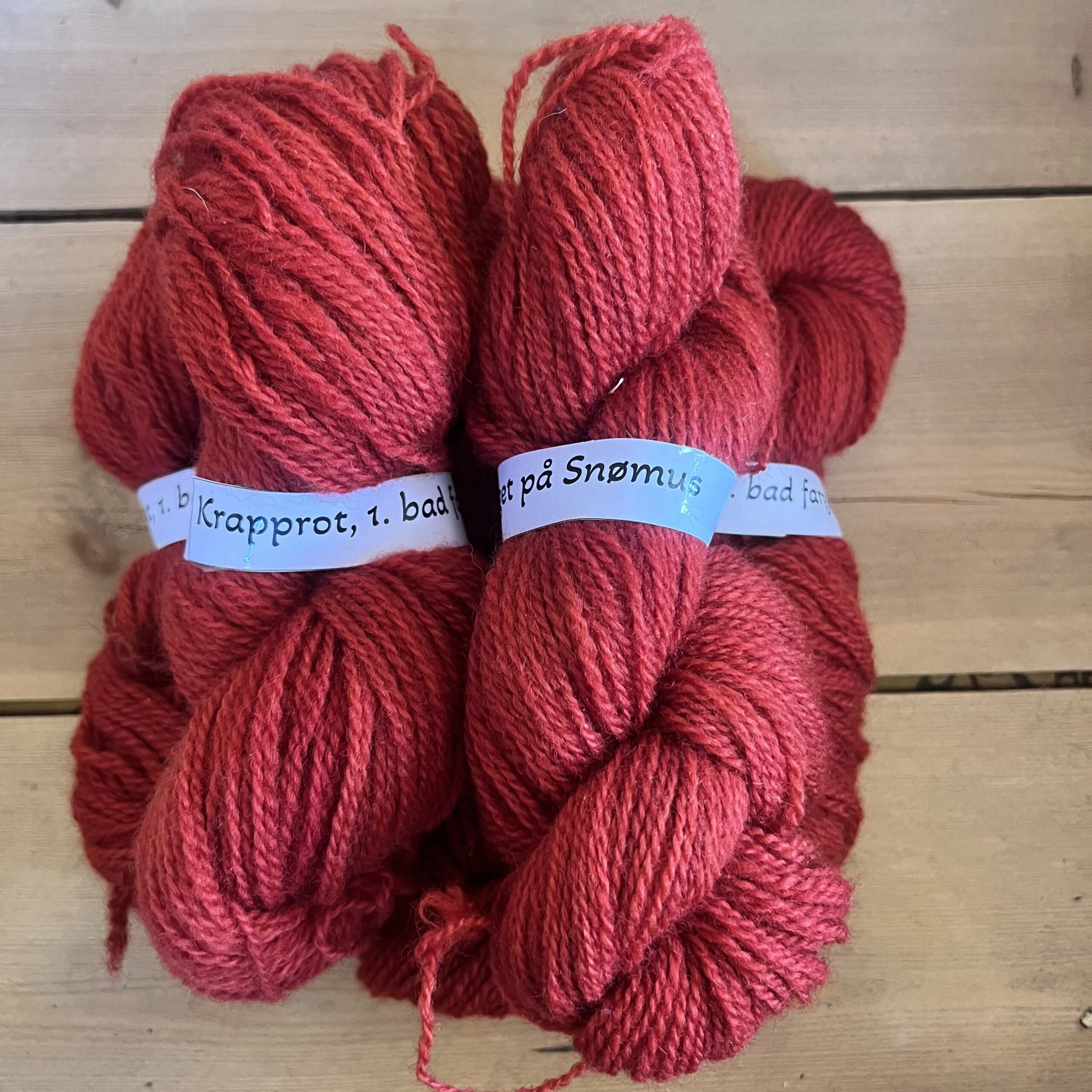 Snømus farget på Krapprot 1. bad